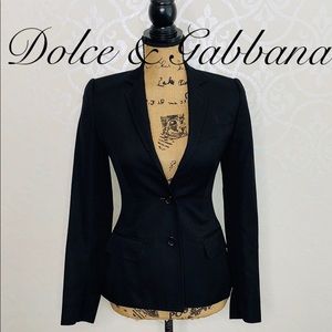 DOLCE & GABBANA SIZE 2 BLACK JACQUARD BLAZER